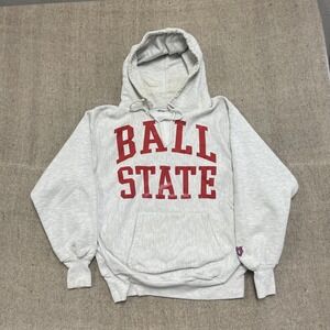 vintage Ball State University hoodie mens large white 1990s thick